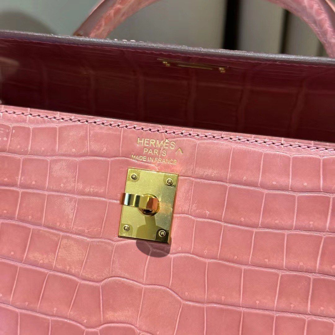 Hermes Mini Kelly Pink Croc Skin, Women's Fashion, Bags & Wallets, Purses &  Pouches on Carousell