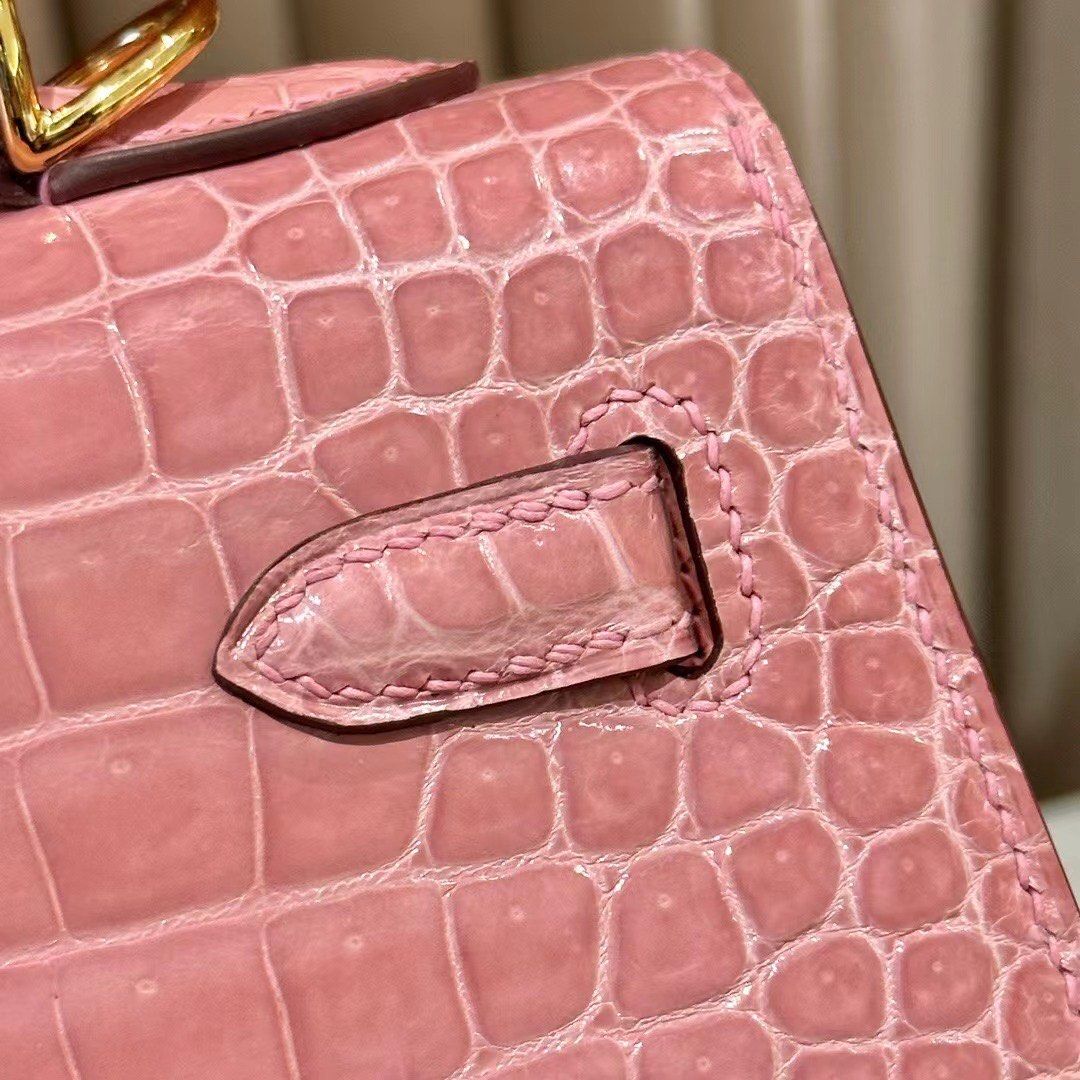 Hermes Mini Kelly Pink Croc Skin, Women's Fashion, Bags & Wallets, Purses &  Pouches on Carousell