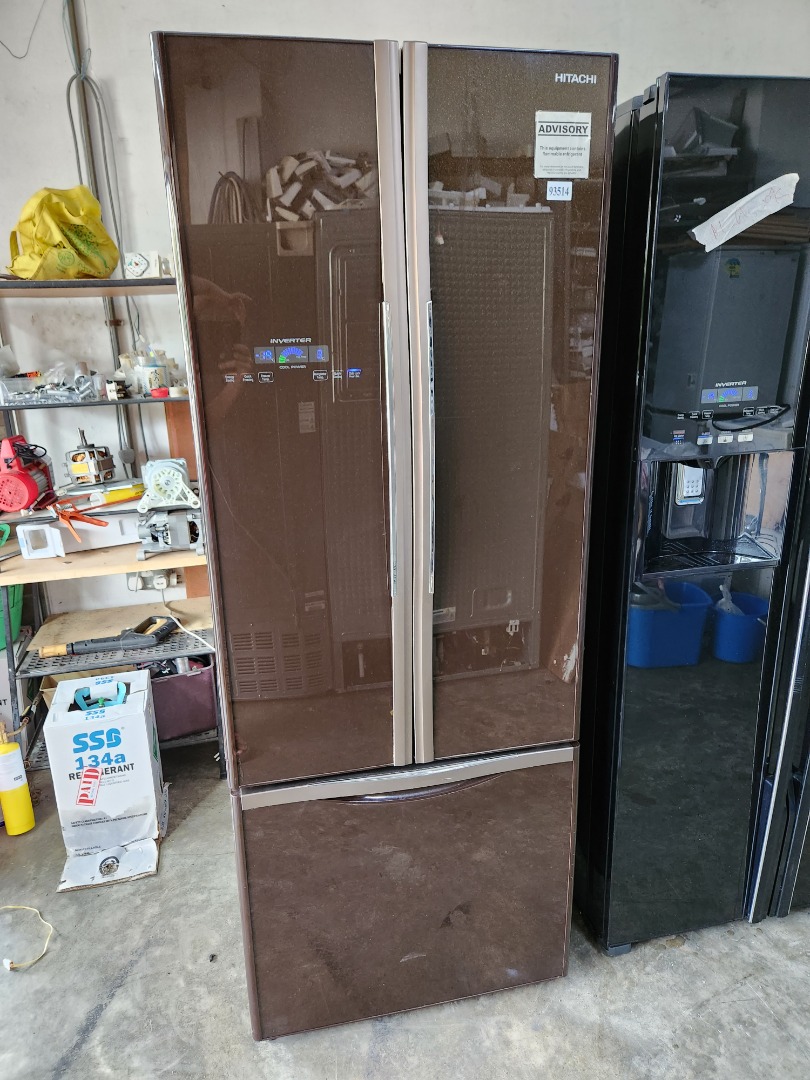 HITACHI Double Doors Fridge 405L RWB480P2MS, TV & Home Appliances