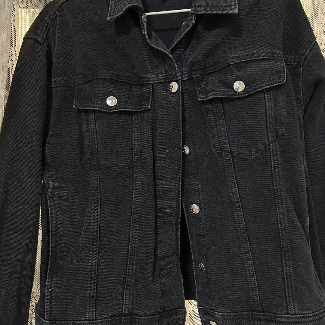 Mens black denim jacket h&m sale