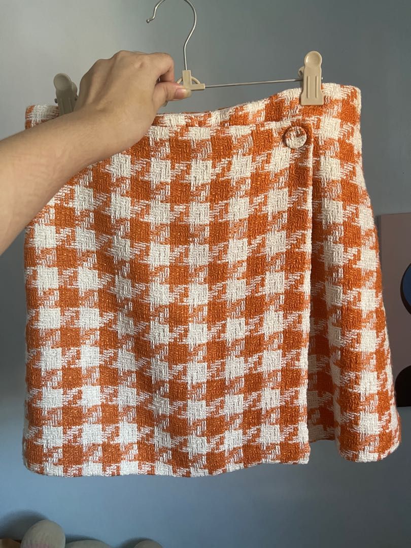 Orange sales houndstooth skirt