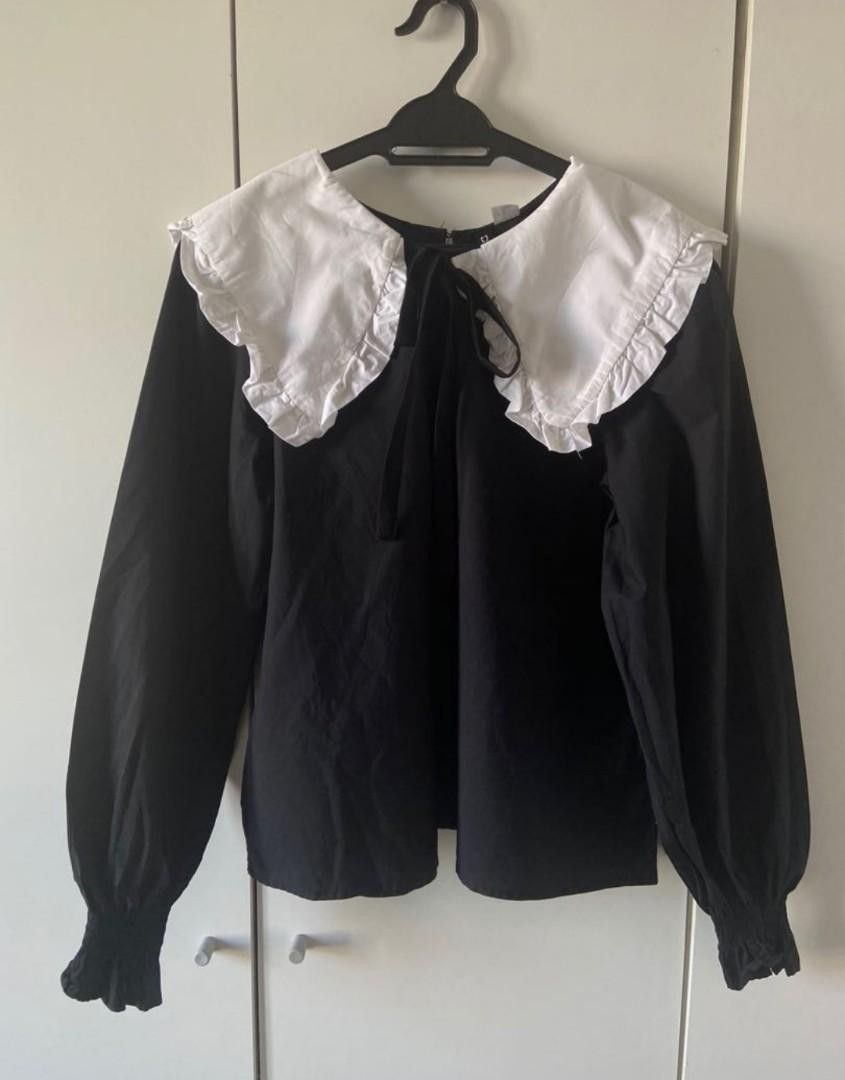 H m Tie Detail Blouse with Peter Pan Collar