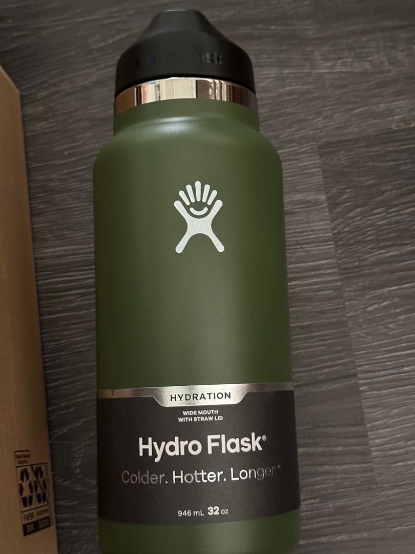 Hydro Flask 32oz Wide Mouth Straw Lid Olive Furniture Home