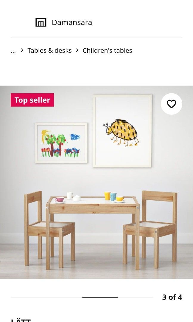Lätt children's table with 2 chairs deals
