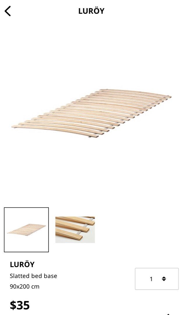 IKEA Slatted bed Base Luroy, Furniture & Home Living, Bedding & Towels