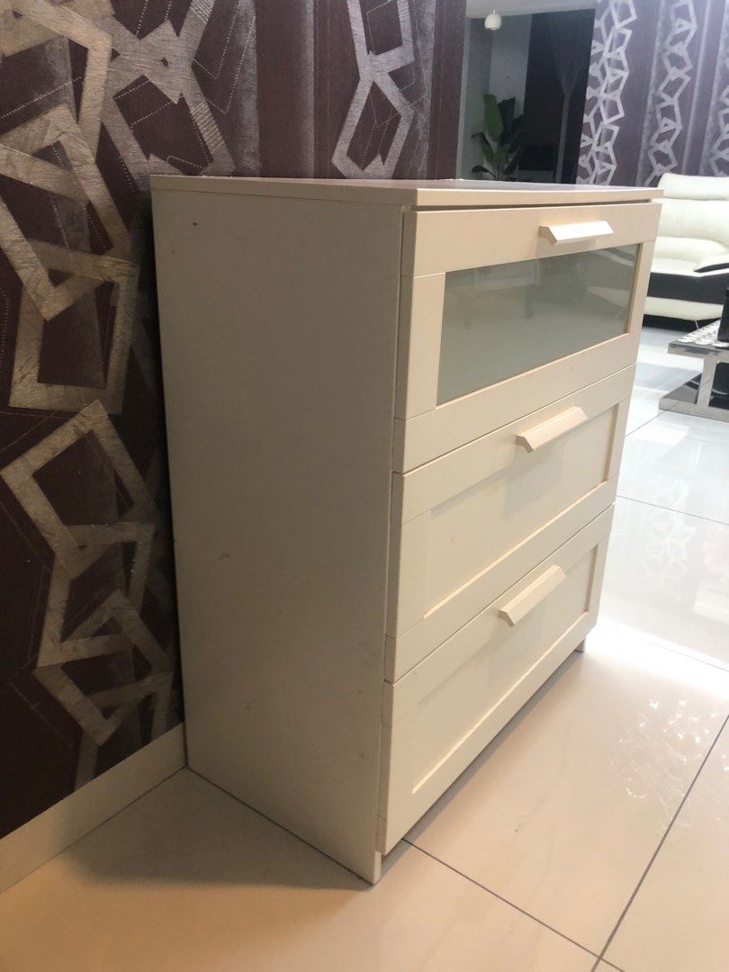 IKEA White Wood 3 Drawers Set Good Condition, Furniture & Home Living, Furniture, Shelves