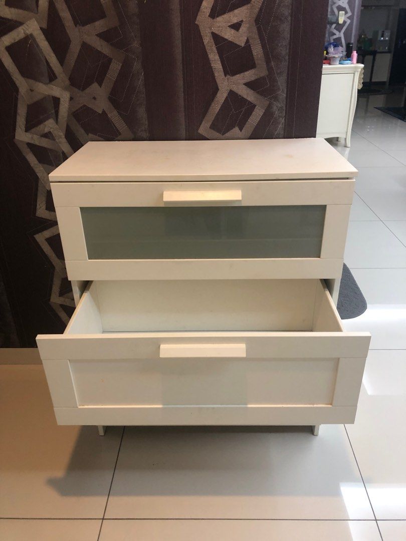 IKEA White Wood 3 Drawers Set Good Condition, Furniture & Home Living, Furniture, Shelves