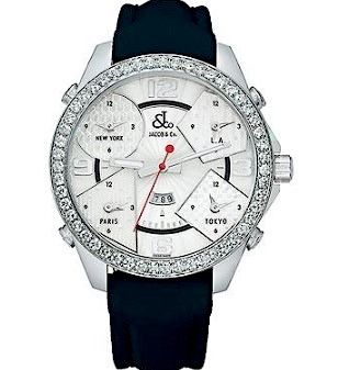 Jacob Co. Five Time Zone w Diamond Bezel Buckle Men s Fashion Watches Accessories Watches on Carousell
