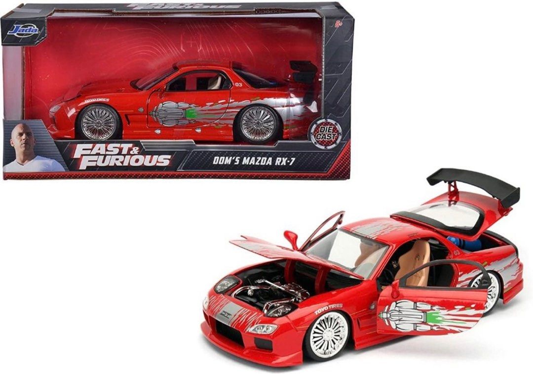 Jada 1:24 Fast & Furious 1:24 '93 Dom's Mazda RX-7, Hobbies & Toys, Toys &  Games on Carousell
