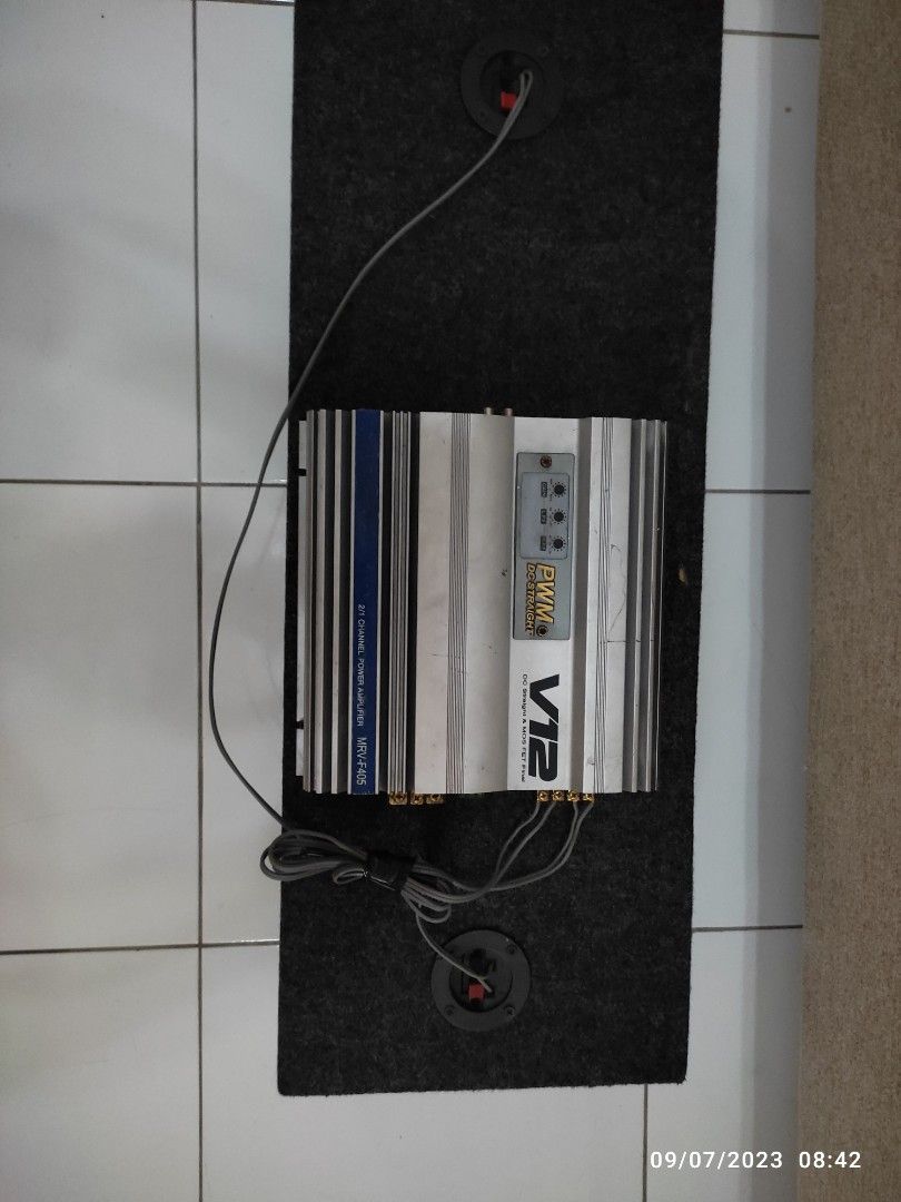JL Audio Car Speaker and Power Amplifier (Category: Soundbars, Speakers & Amplifiers) located in Quezon City. Submitted by mariatqc (Listing ID 1241947480, Image 3). Description: JL Audio Car Speaker with Power Amplifier PWM DC Straight V12 DC Straight and MOSFET 2/1 Channel Power Amplifier MRV-F405 Speakers are about 8 inches in diameter. Speaker box size: Length*width*thickness : 80*30*14 cm It is from my Vios TRD. Sounds great with very strong