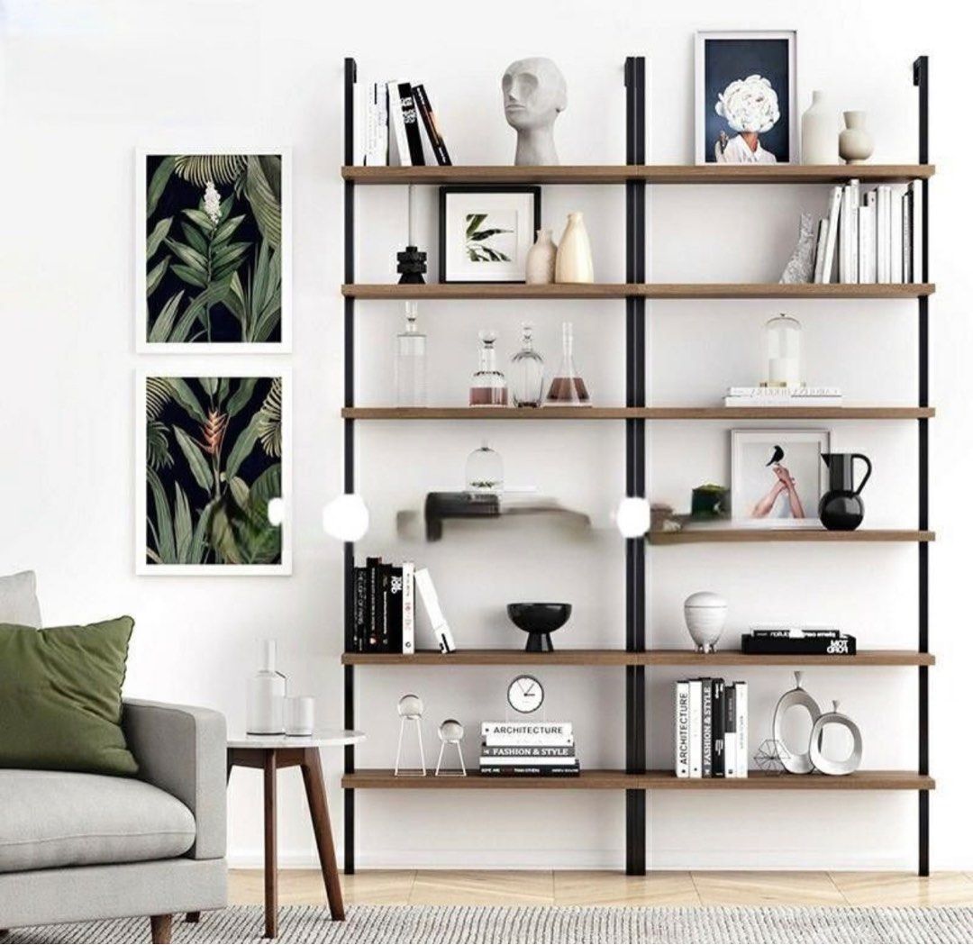 JODA Industrial Solid Wood Ladder Display Shelf, Furniture & Home ...