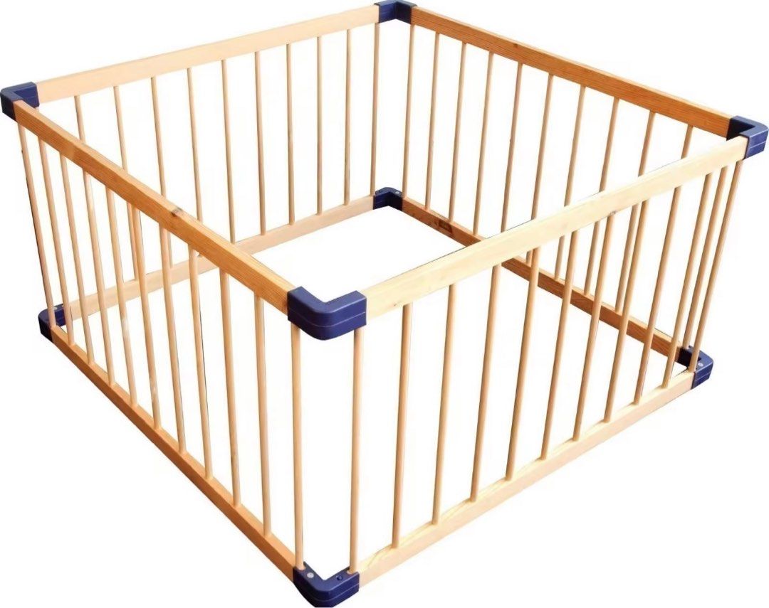Jolly baby 4 Panel Pine Wood Playpen, Babies & Kids, Baby Nursery