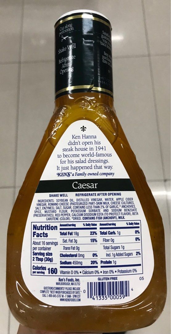 Ken’s Steak House Caesar Dressing & Marinade 473mL (Category: Spice & Seasoning) located in Manila. Submitted by rotalie (Listing ID 1242082529, Image 2). Description: Ken’s Steak House Caesar Dressing & Marinade 473mL Delivery thru Lalamove or Grab express c/o buyer from Sampaloc Manila. Payment via bank transfer or GCash before shipping :) For further inquiries, pls call us 09153264002 :) .