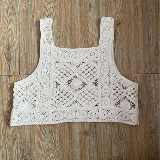 Knit swimsuit cropped cover up