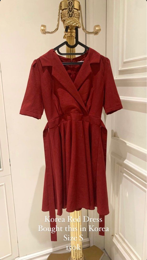 Korea Red Mini Dress beli di Korea on Carousell