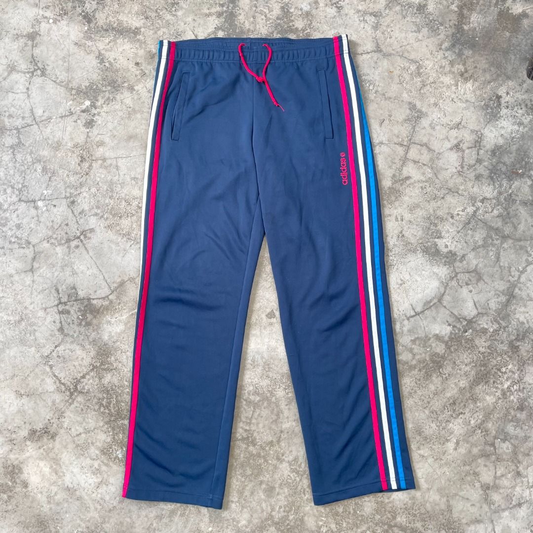 L ADIDAS TRACKSUIT PANTS ACTIVE SPORT WEAR SELUAR SUKAN BLUE COLOR NEO LABEL VINTAGE ADULT SIZE USA JAPAN AMERICA RUN GYM FOOTBALL FASHION