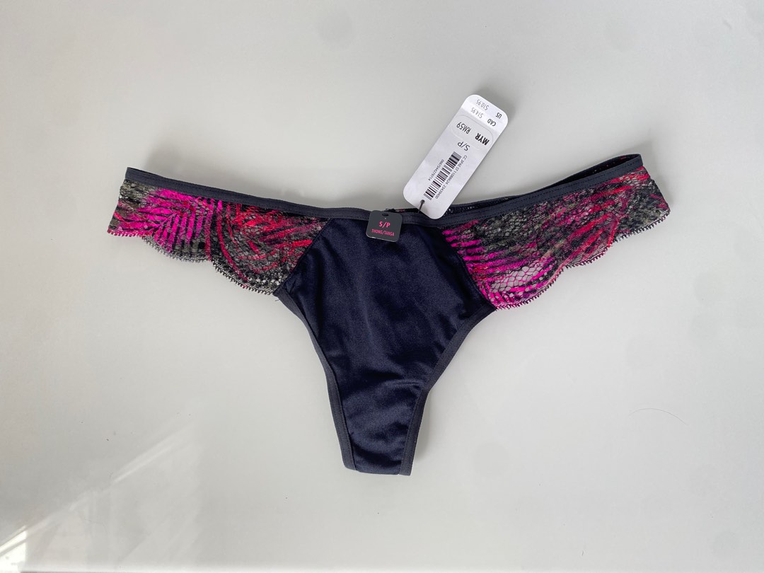 La senza pink lace thong tanga panties S, Women's Fashion, New  Undergarments & Loungewear on Carousell
