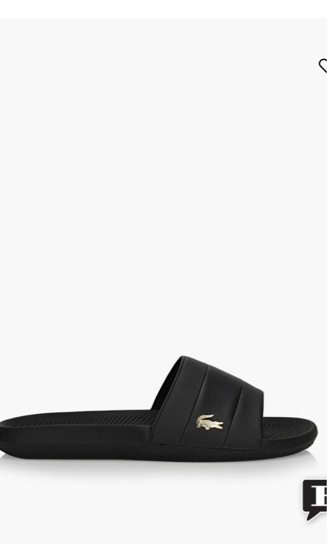 All black lacoste slides online