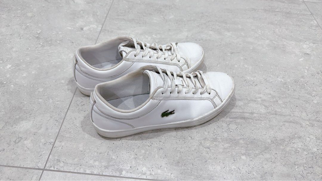 Lacoste Straightset BL I White Leather Sneaker Size UK7 US9 eu40.5 Women s Fashion Shoes on Carousell
