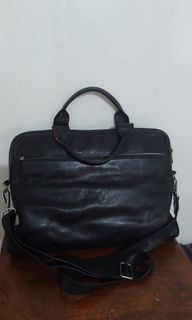 Leather laptop bag with strap