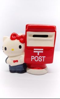 Limited Edition Hello Kitty Sanrio Japan Post Letter Carrier Mailbox Ceramic Money Coin Piggy Bank
