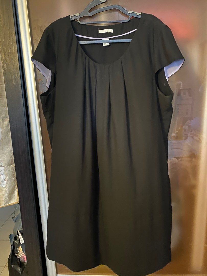LN H M Black Chiffon double layer dress with lining