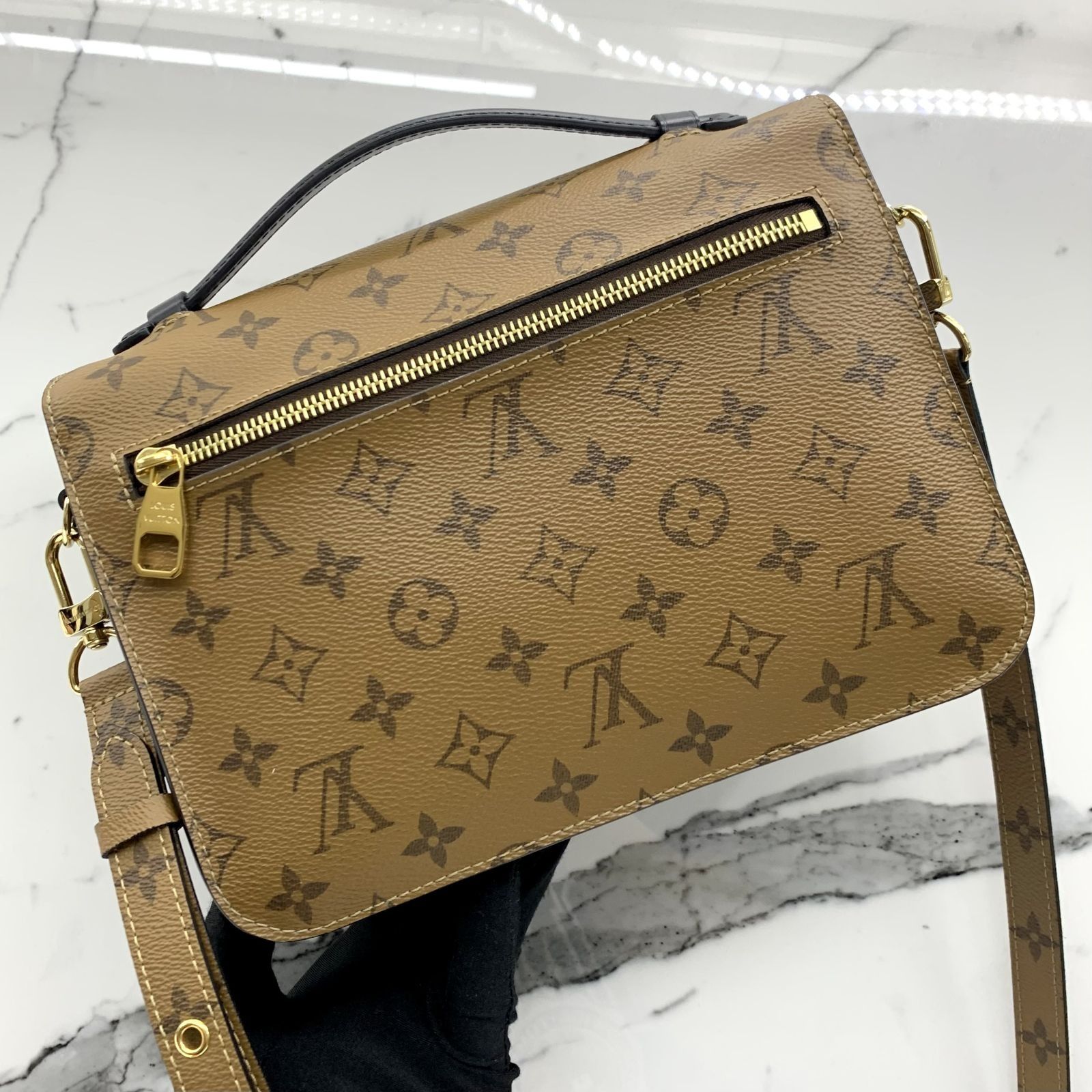 LOUIS VUITTON M41465 MONOGRAM BROWN LEATHER POCHETTE METIS 2WAY