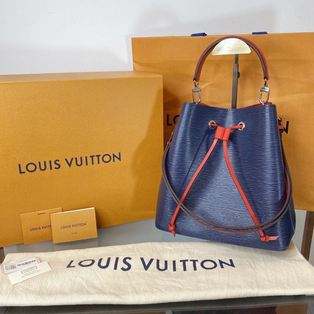 Louis Vuitton Neo noe bucket Bag Monogram Purse Authentic Red Strap  Drawstring