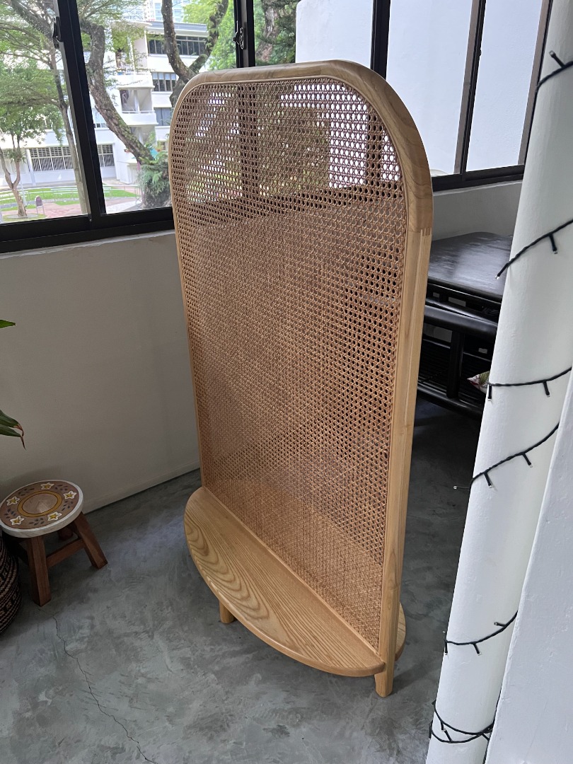 Natural Rattan Wood & Reed Single Panel Privacy Screen Room Divider ...