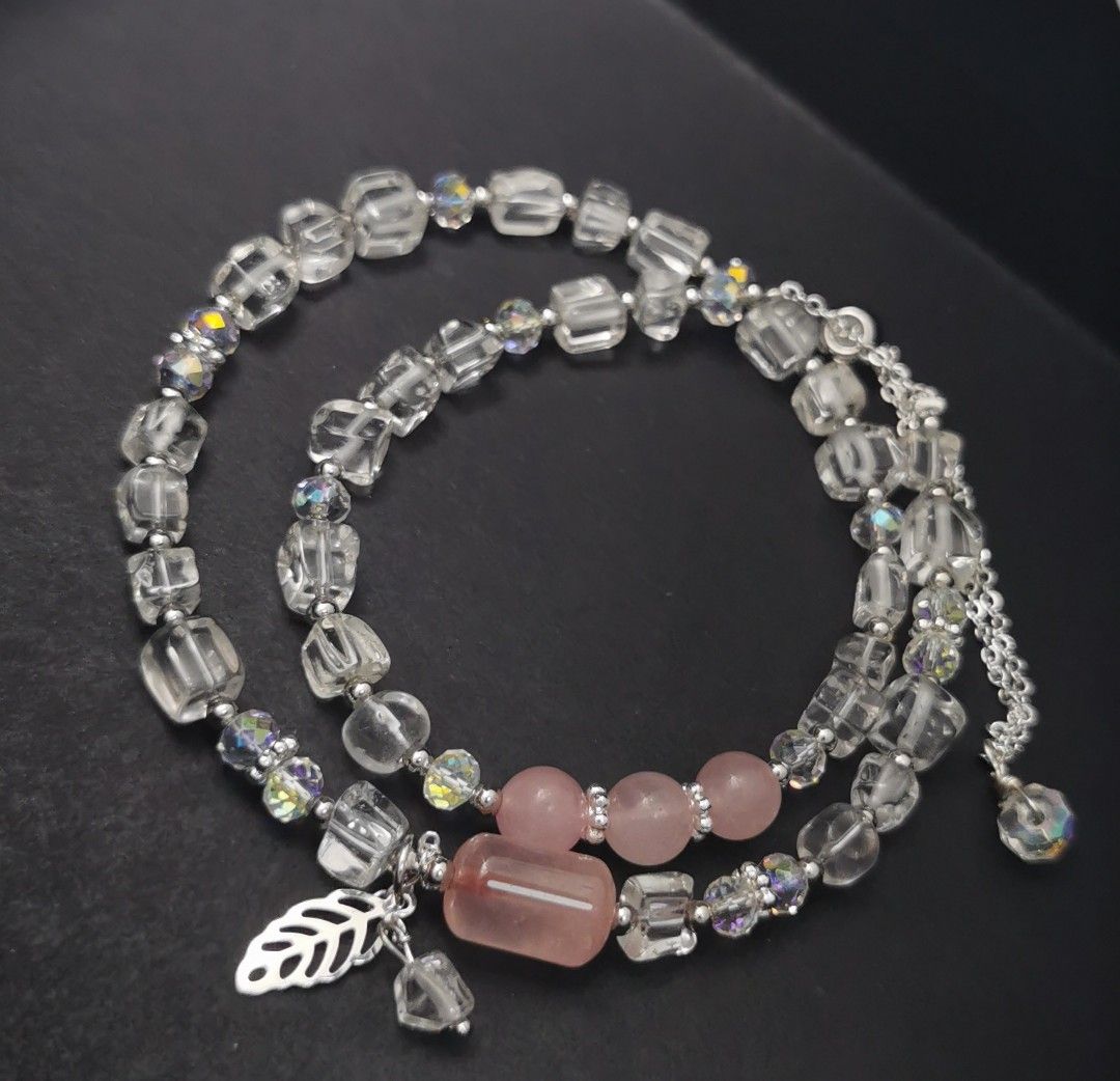 Natural white crystal rock crystal quartz Bracelet Women s