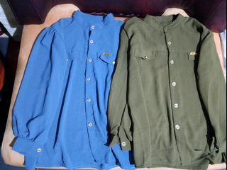 New blouse crinkle tinggal BIRU