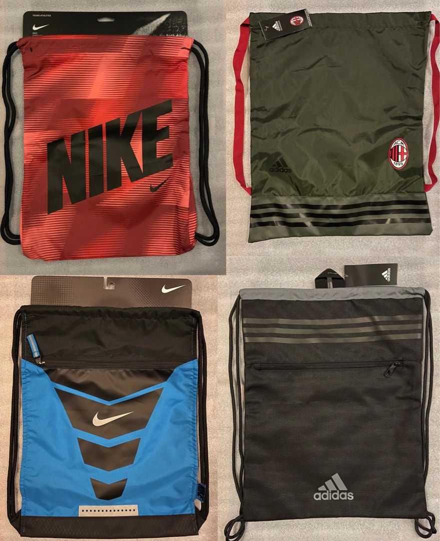 Nike / Adidas String Bags (Category: Backpacks) located in Quezon City. Submitted by bean05 (Listing ID 1239523505, Image 1). Description: For Sale Only! Nike/Adidas String Bags Brand New/Unused Authentic/Original From Japan •Red Nike String Bag (1 Left) •Blue Nike String Bag with Zipper (ALL SOLD) •Black/Grey Adidas String Bag with Zipper (All SOLD) •Green/Red Adidas A.C. Milan Football Club String Bag (1 Left) Prices: Nike - 550 Each or 500 2/3