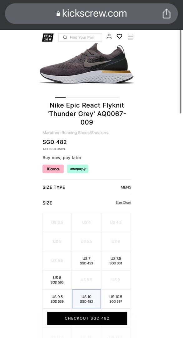 Nike epic react flyknit thunder grey men's running shoe shop