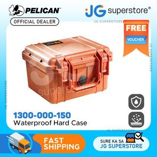 Pelican 1300 Protector Case Watertight, Dustproof Hard Casing with Automatic Purge Valve, IP67 Rating (With 4-Piece Set Foam) (Orange) | JG Superstore