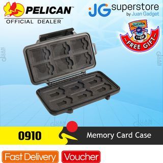 Pelican Durable Memory Card Case for SD Cards and MiniSD 6-MiniSD, and 6-MicroSD Card Slot Holders (BLACK) | Model - 0910 | JG Superstore