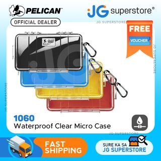 Pelican Micro Case (Colored Liner with Clear Cover) IP67 Watertight Hard Casing with Automatic Pressure Purge Valve for Small Electronics | Model 1060 | JG Superstore