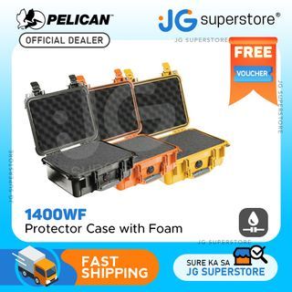 Pelican Protector Case Watertight Crushproof Hard Case with Pick N Pluck Foam and Rubber Over-Molded Handle | Model 1400 | JG Superstore