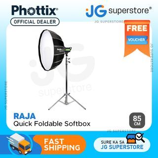 Phottix Raja 85cm Quick-Folding Umbrella Style Round Softbox with Grid, Removable Interior Baffle and Bowens S-Mount for Photography | PH82728 | JG Superstore