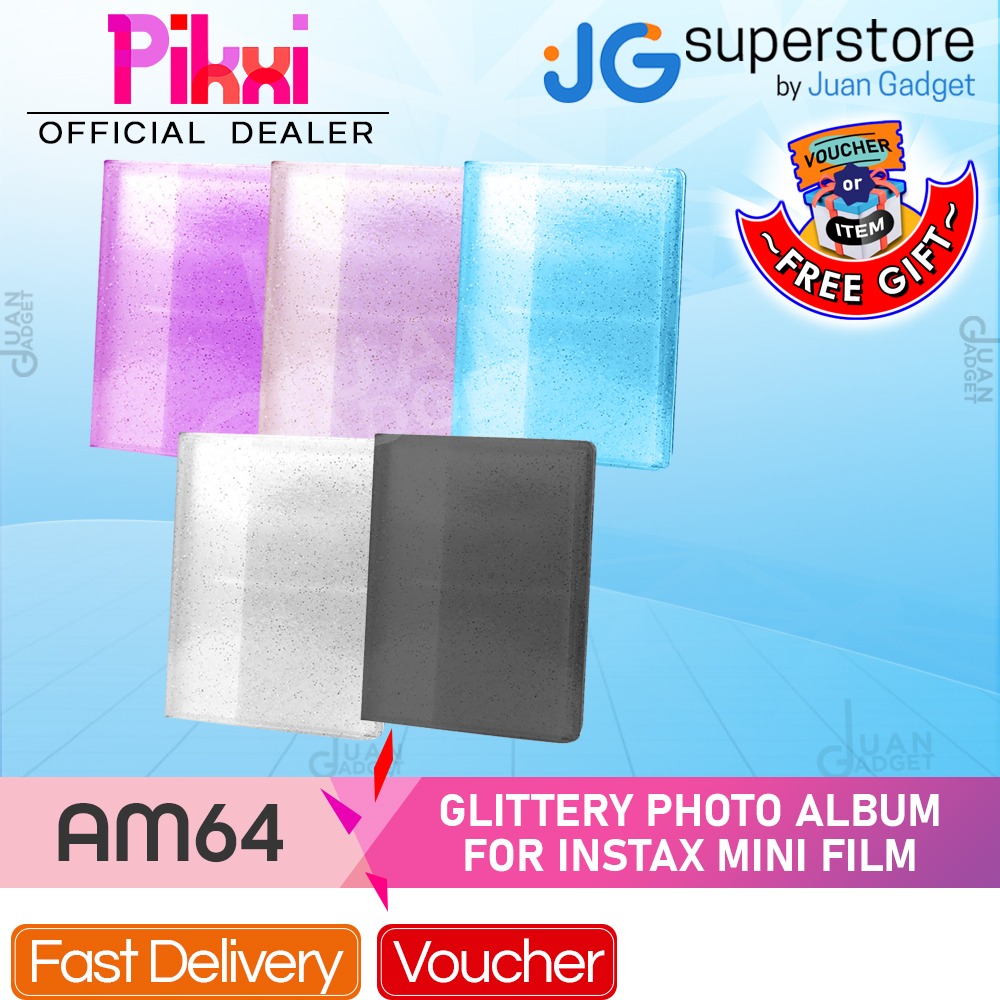 Pikxi Clear Transparent Glitter Photo Album 3 inch 64 Pockets Photos f – JG  Superstore