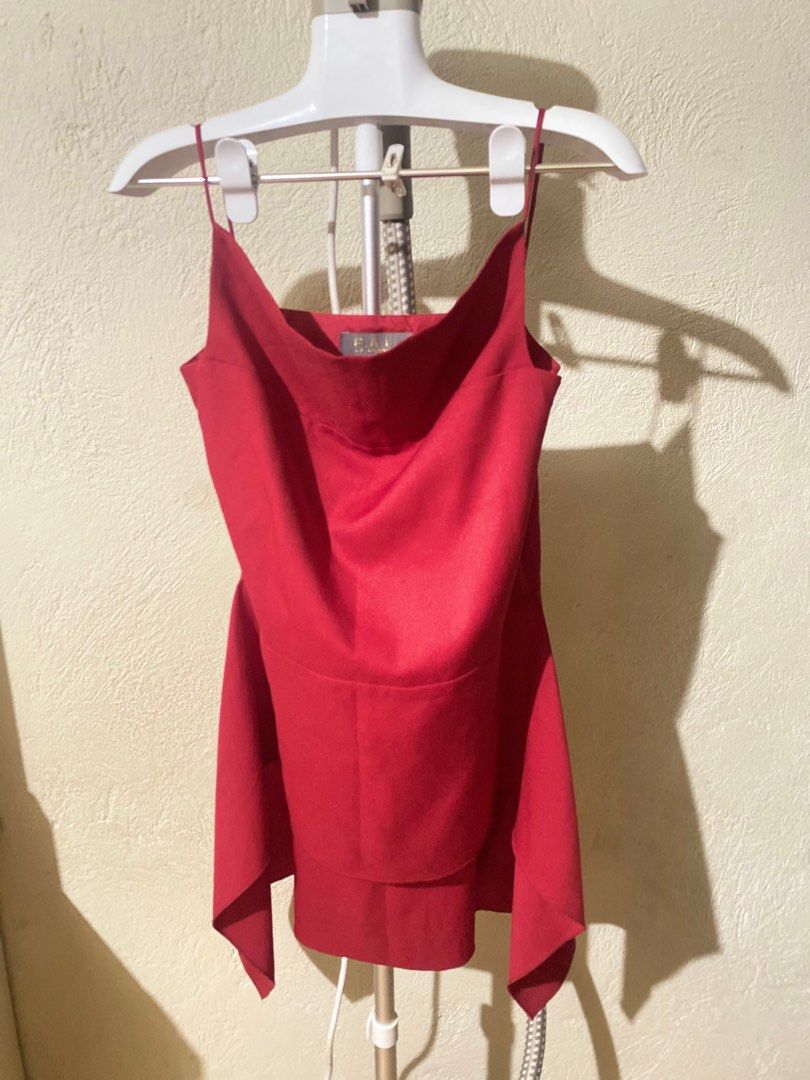 Plains and Prints RAF collection Red asymmetric top (Category: Blouses) located in Manila. Submitted by lfpvi (Listing ID 1241969045, Image 1). Description: Used once Rfs: decluttering.