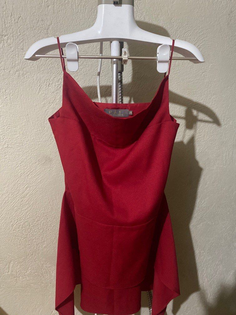 Plains and Prints RAF collection Red asymmetric top (Category: Blouses) located in Manila. Submitted by lfpvi (Listing ID 1241969045, Image 3). Description: Used once Rfs: decluttering.