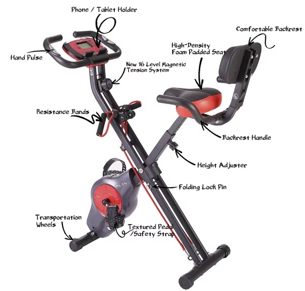Pleny foldable upright stationary exercise bike with 16 level resistance 2025
