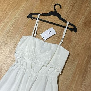 Pomelo White Jumpsuit with Lace Detailing