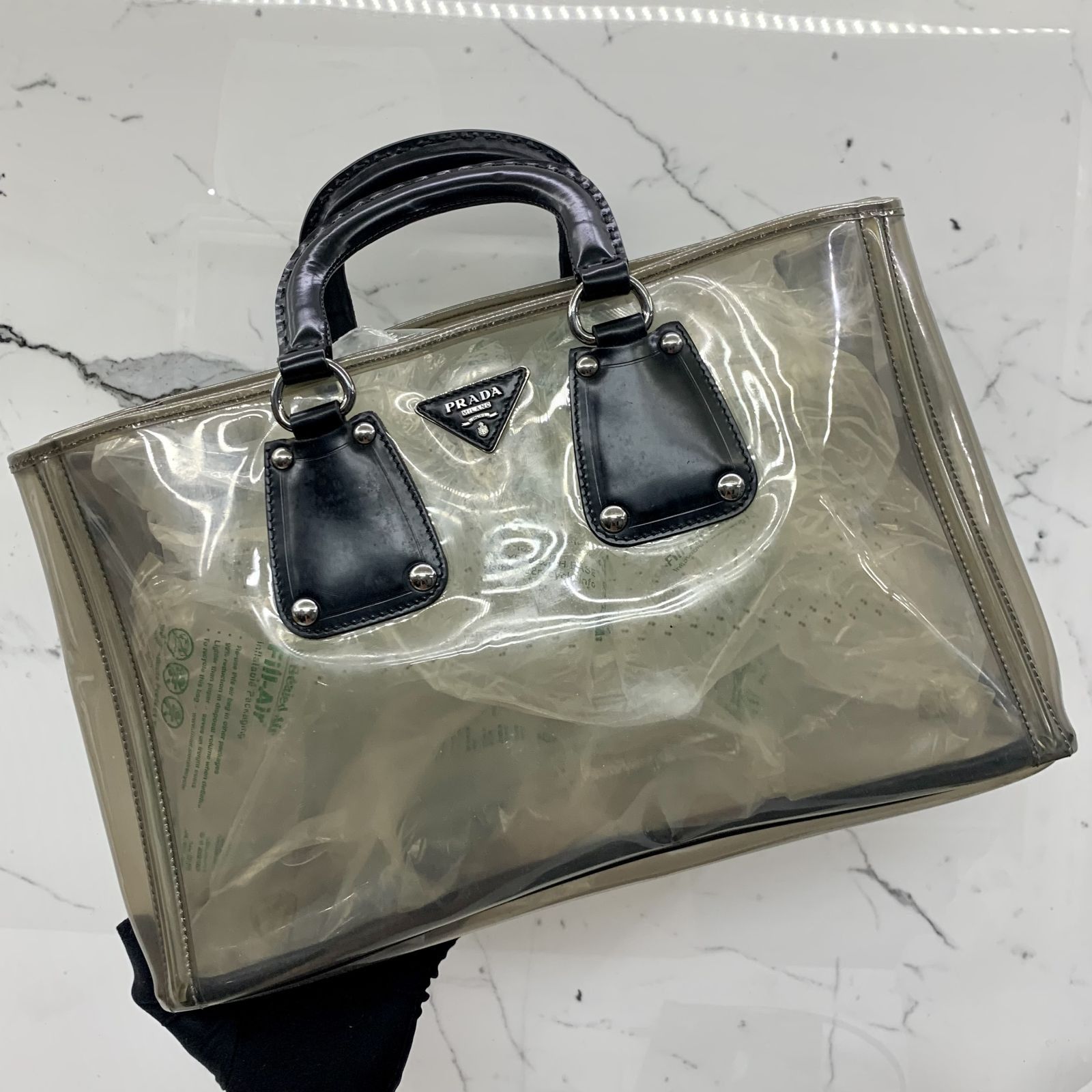 PRADA GREY VINYL W POUCH TOTE BAG 237019761 WE Luxury Bags Wallets on Carousell
