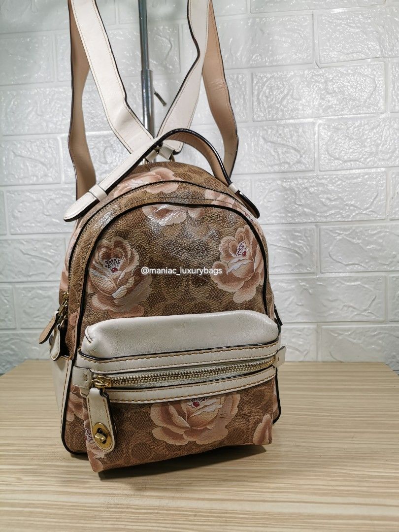 Coach campus backpack 23 best sale in signature rose print
