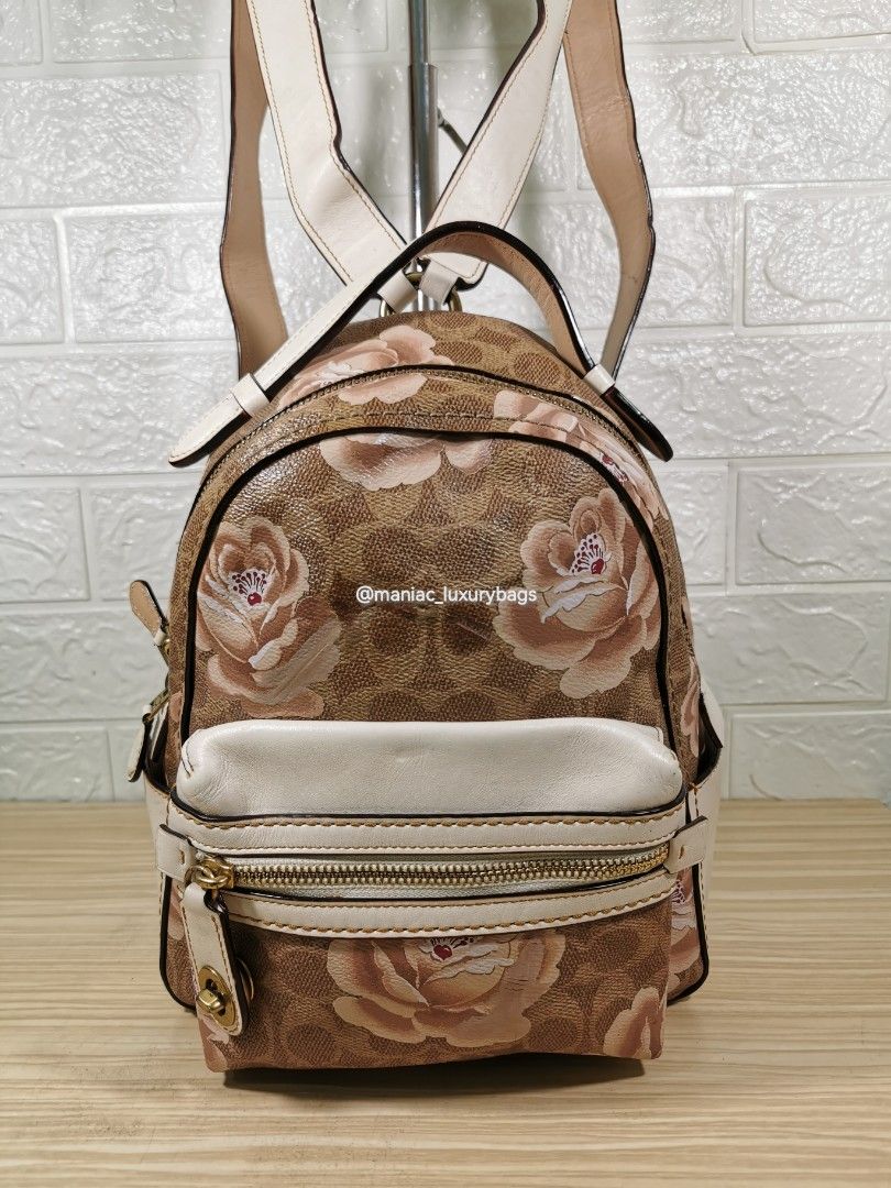 Coach campus backpack 23 in signature rose print outlet
