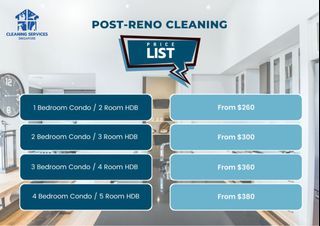 Professional Cleaning Services - Post Renovation Cleaning / Move In Cleaning / Move Out Cleaning / BTO Cleaning