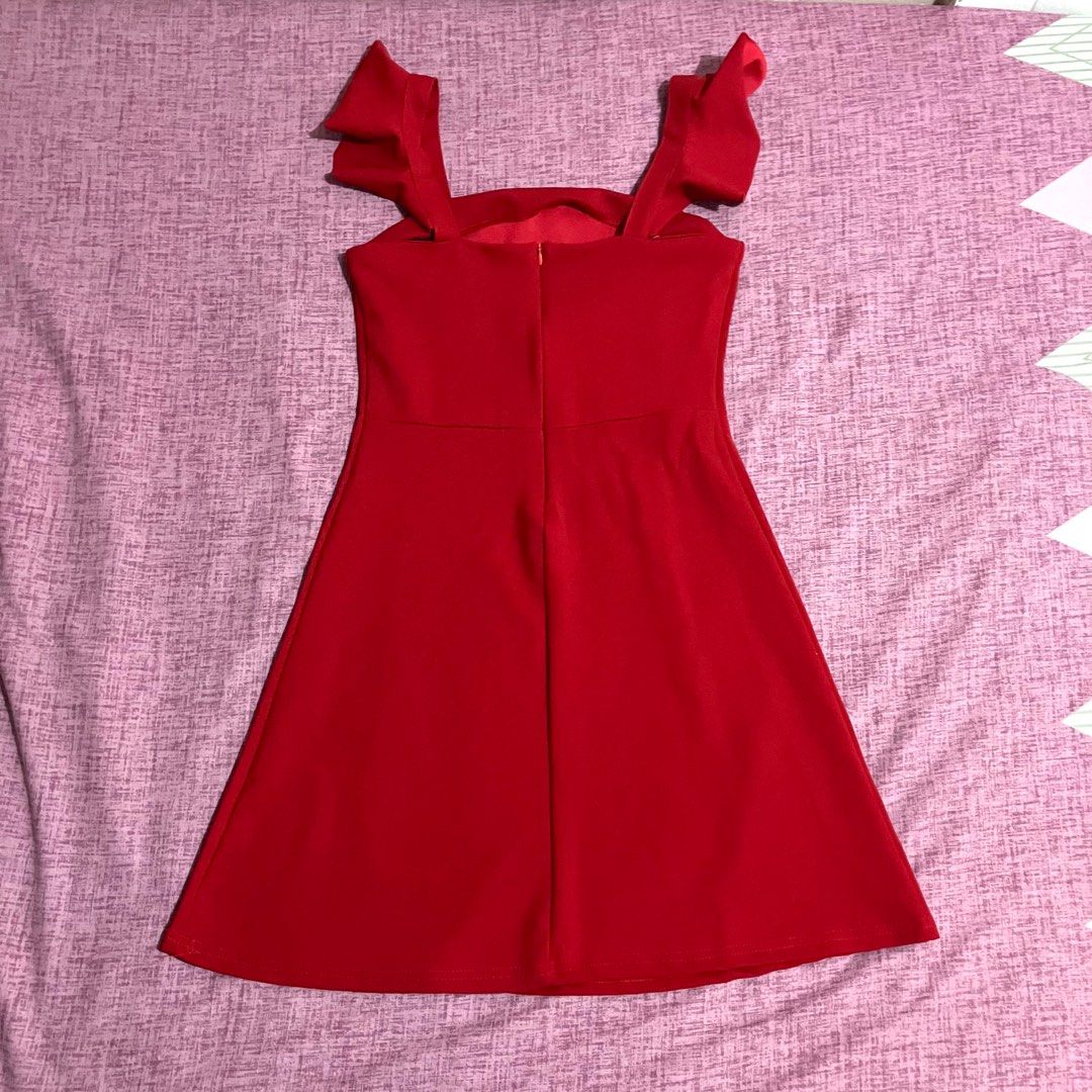 Red mini ruffle dress new arrivals