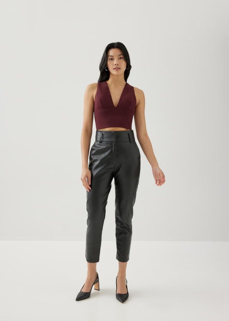 Red fitted crop new arrivals top