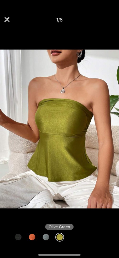 New Tag Asos Earth Green Tube Top Versitile - M-L.